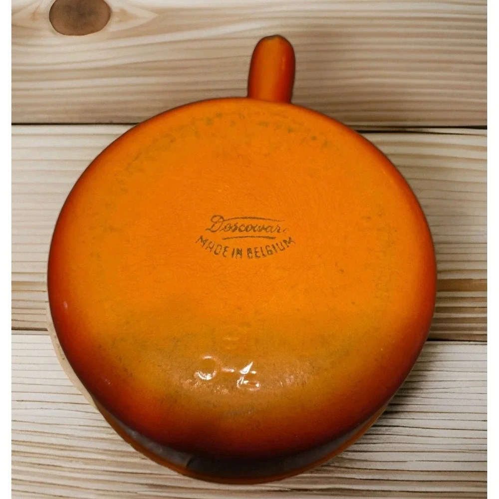 VTG Descoware 7-C 18 N R Flame Orange Enamel Cast Iron Sauce Pan Pot Belgium
